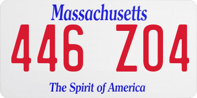 MA license plate 446ZO4