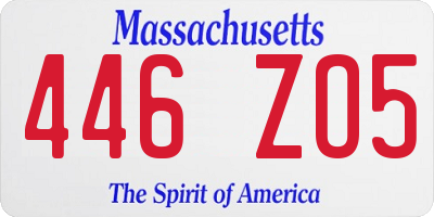 MA license plate 446ZO5