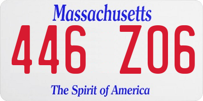 MA license plate 446ZO6