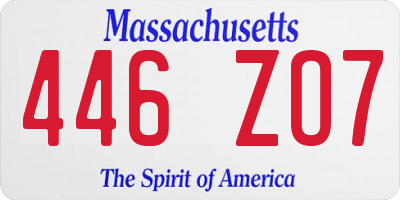 MA license plate 446ZO7