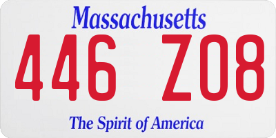 MA license plate 446ZO8