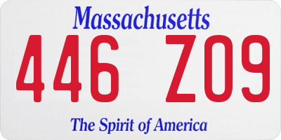MA license plate 446ZO9