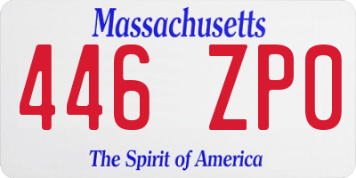 MA license plate 446ZP0