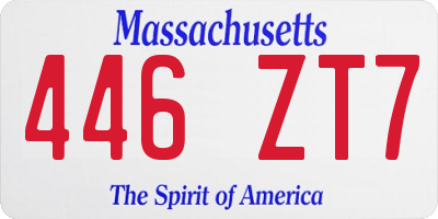 MA license plate 446ZT7