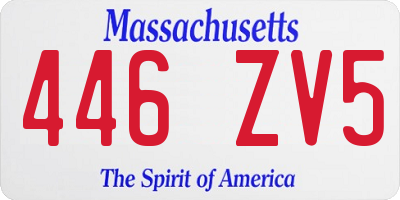 MA license plate 446ZV5