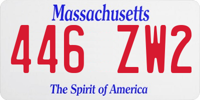 MA license plate 446ZW2