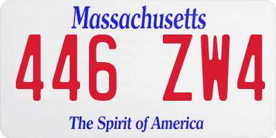 MA license plate 446ZW4