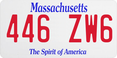 MA license plate 446ZW6