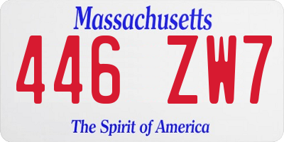 MA license plate 446ZW7