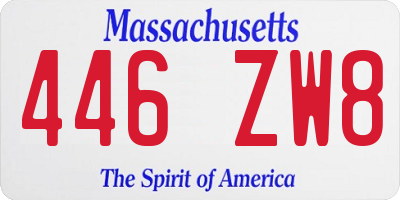 MA license plate 446ZW8