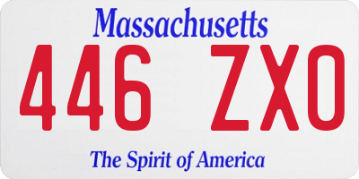 MA license plate 446ZX0