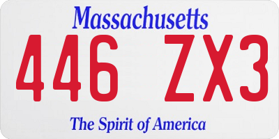MA license plate 446ZX3