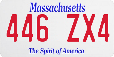 MA license plate 446ZX4