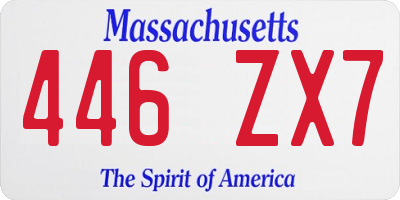 MA license plate 446ZX7