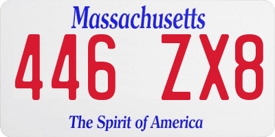 MA license plate 446ZX8