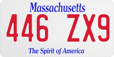 MA license plate 446ZX9