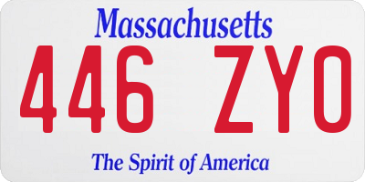 MA license plate 446ZY0