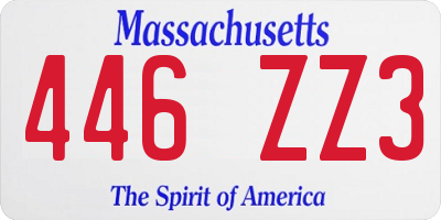 MA license plate 446ZZ3