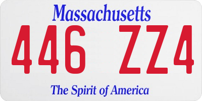 MA license plate 446ZZ4