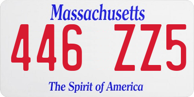 MA license plate 446ZZ5