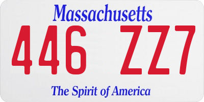 MA license plate 446ZZ7