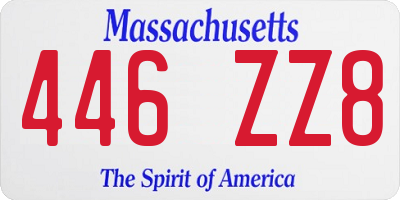MA license plate 446ZZ8
