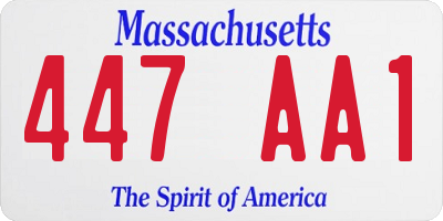 MA license plate 447AA1