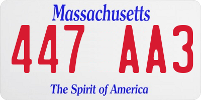 MA license plate 447AA3