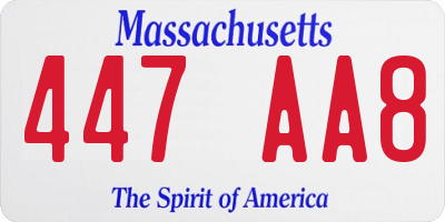 MA license plate 447AA8
