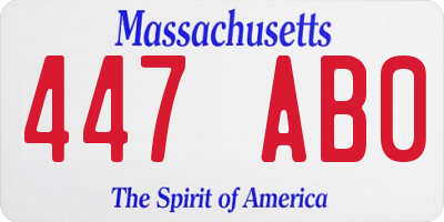 MA license plate 447AB0