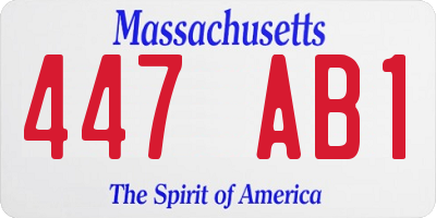 MA license plate 447AB1