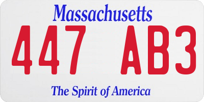 MA license plate 447AB3