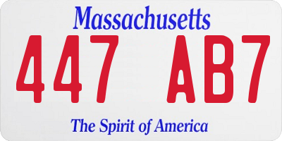 MA license plate 447AB7