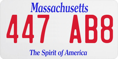 MA license plate 447AB8
