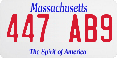 MA license plate 447AB9