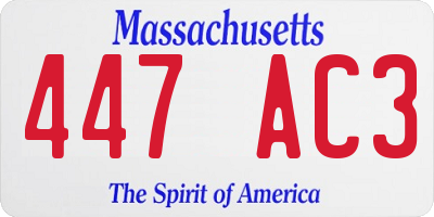 MA license plate 447AC3
