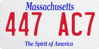 MA license plate 447AC7