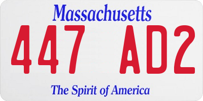 MA license plate 447AD2