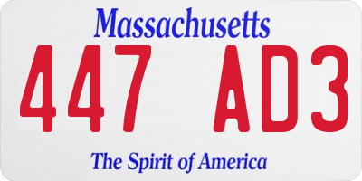MA license plate 447AD3