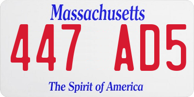 MA license plate 447AD5