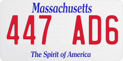 MA license plate 447AD6