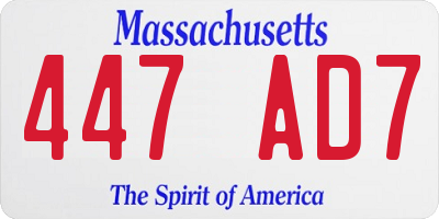 MA license plate 447AD7
