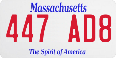 MA license plate 447AD8