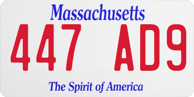 MA license plate 447AD9
