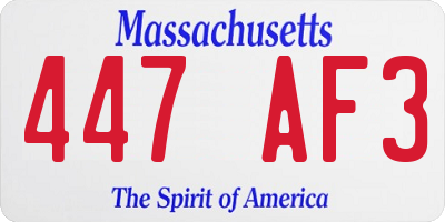 MA license plate 447AF3