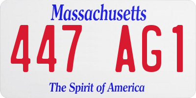 MA license plate 447AG1