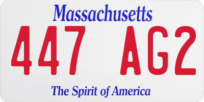 MA license plate 447AG2