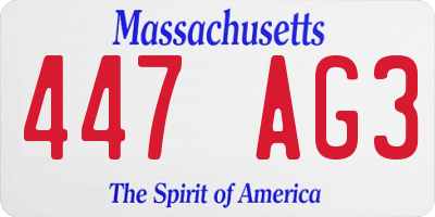 MA license plate 447AG3