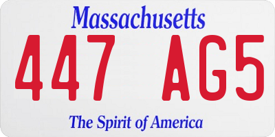 MA license plate 447AG5