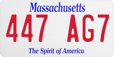 MA license plate 447AG7